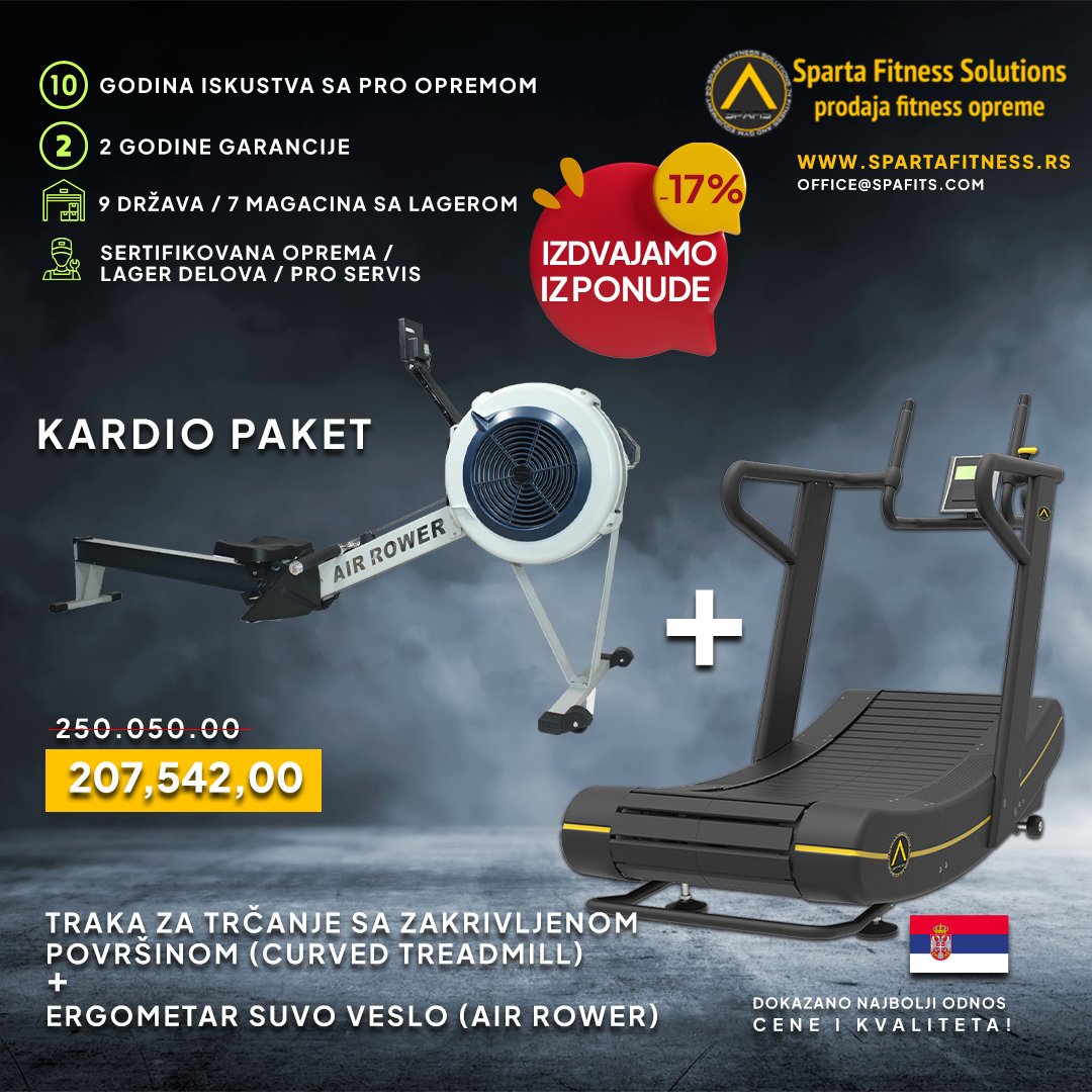 Kardio paket - Air Rower + Curved Treadmill